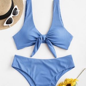 light blue front tie bikini
